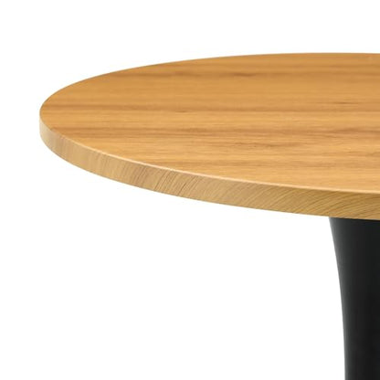 23.6" Round Dining Table, Mid-Century Modern Tulip Table with Thickened Tabletop & Metal Pedestal, Circle Bistro Table for Kitchen, Small Places, Apartments, Cafe - color: Wood, size: 23.6" dining table
