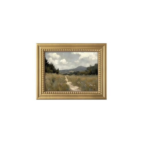 Gatheroad Gold Framed Vintage Canvas Wall Art Prints, Country Landscape Wall Art, Farmhouse Cottagecore Nature Decor for Living Room Bedroom Bathroom Office, 8x10in - color: Muted Path, size: 8X10inch