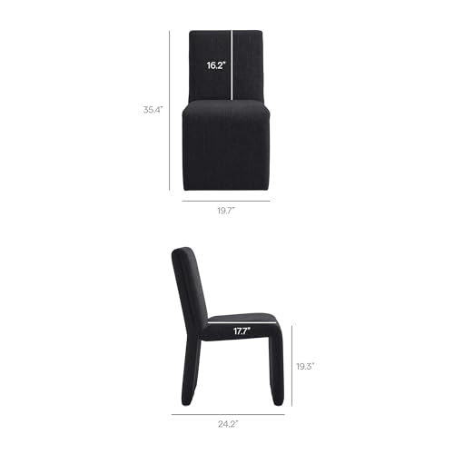 Modway Emory Fabric Slipper Dining Chair in Ebony – Upholstered Armless Dining Side Chair – Versatile Modern Accent Chair or Vanity Chair - color: Ebony