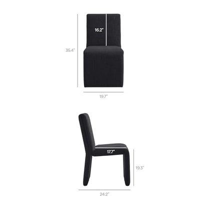 Modway Emory Fabric Slipper Dining Chair in Ebony – Upholstered Armless Dining Side Chair – Versatile Modern Accent Chair or Vanity Chair - color: Ebony