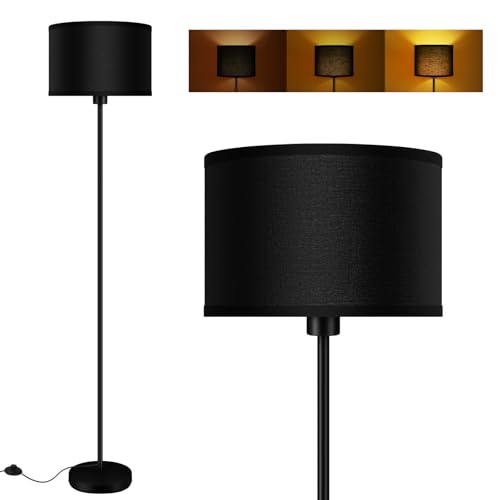 Floor Lamp Black, Standing Lamp, 58" Tall Lamps for Living Room, Simple Pole Lamp with Black Lampshade, On/Off Foot Pedal, Bright Dimming Light for Kids Room Bedroom Office Decor(Without Bulbs) - color: Black + Black Lampshade