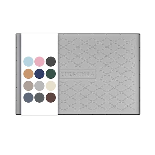 URMONA 34" x 19" Waterproof Silicone Mat in Multiple Sizes & Colors, Under Sink Mat for Kitchen & Bathroom, Pet Food Pad for Dogs & Cats, Kitchen Cabinet Liner, Multi-Purpose for Storage(Light Grey) - color: Light Grey, size: 19"W x 34"L