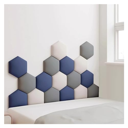 17 Pack Hexagon Upholstered Wall Panels - Self-Adhesive Nursery Decor, 3D Anti-Collision Wall Stickers, Wall Mounted Headboard Padding, Soft Padded Wall Art (Color: A, Size: 150x87cm) - color: A, size: 150x87cm