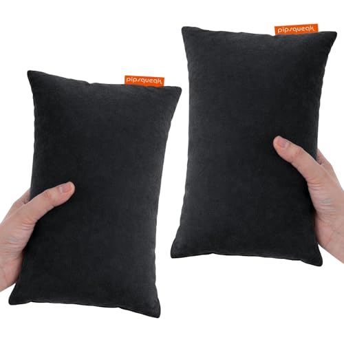 Pipsqueak Microfiber Pillow - Small, Mini, Tiny - 11 x 7 in - Perfect for Travel, Cars, Airplanes, Camping, Dogs, Toddlers, Kids, Lumbar, Knees and Neck - Ages 2 Yrs and Up - color: Black, size: 2 Pack, style: Non-Personalized