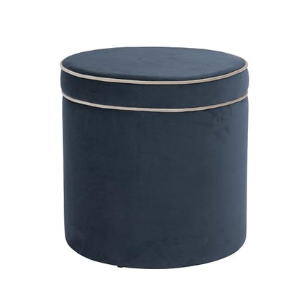 Spatial Order 18" Velvet Storage Ottoman with Lift-Off Lid - Blue Velvet - color: Blue Velvet