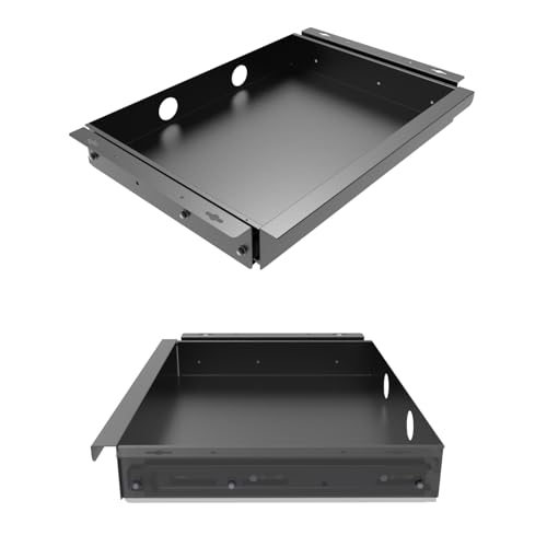 Under Desk Mounted Sliding Pull-out Drawer W 19.2" x D 13.4" | Office Desk Storage Organizer for Sit Stand Workstation, Metal, Black (Large) - size: 1TierLarge