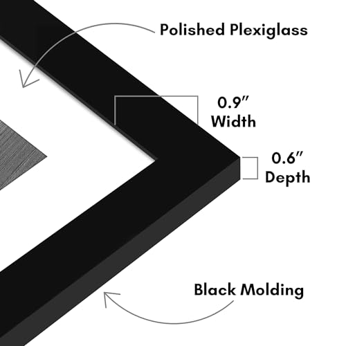 Americanflat 9x9 Picture Frame 2-Pack - Matted to 6x6 - Black | Slim Molding construction, Polished plexiglass front, wall or tabletop display with included easel, triangle hangers included - color: Black, size: 9x9