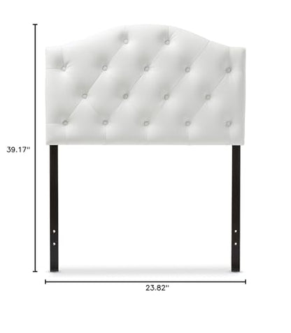 Baxton Studio Myra Modern and Contemporary White Faux Leather Upholstered Button-Tufted Scalloped Twin Size Headboard - color: White, size: Twin