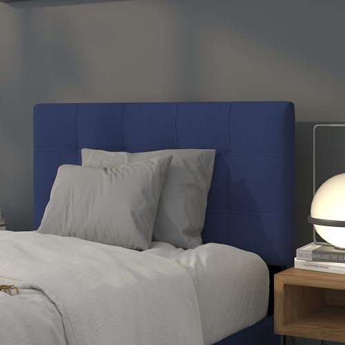 EMMA + OLIVER Size Headboard in Navy Twin Quilted Tufted Headboard | Adjustable Bed Rail Slots, Fabric Upholstered - color: Navy, size: Twin