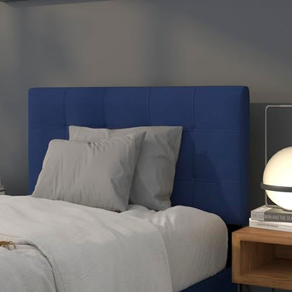 EMMA + OLIVER Size Headboard in Navy Twin Quilted Tufted Headboard | Adjustable Bed Rail Slots, Fabric Upholstered - color: Navy, size: Twin