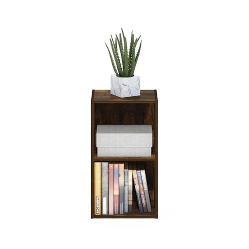 Furinno PASIR Book Shelf, 2-Tier Modern Bookshelf, Open Shelves Bookcase 9 x 12 x 21, Easy Assembly, for Living Room, Bedroom, Home Office, Amber Pine - color: Amber Pine, size: 2-Cube