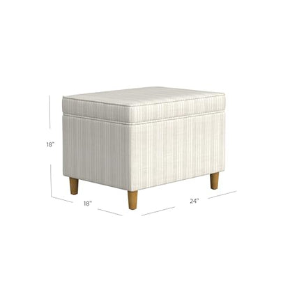 Spatial Order 24" Dinah Collection Storage Ottoman - Cream Marigold Pinstripe Fabric - color: Cream Marigold Pinstripe Fabric