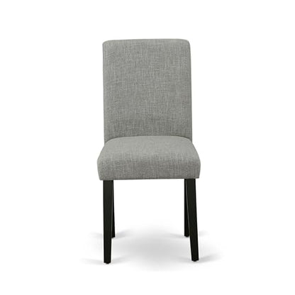 East West Furniture ABP1T06 Abbott Parson Dining Room Chairs - Shitake Linen Fabric Upholstered Chairs, Set of 2, Black - color: Abp1t06