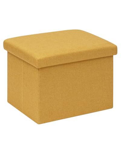 PINPLUS Flat Top Folding Linen Storage Ottoman 16.5", 36L Collapsible Storage Cube with Lid, 250 lbs Load Capacity, Fabric Foot Rest Seat for Living Room, Bedroom, Closet,Yellow - color: Yellow