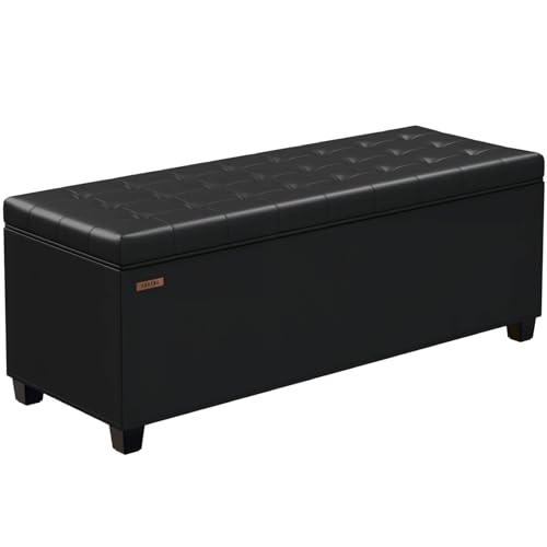 ABHENG Synthetic leather Storage ottoman bench with legs,43.5”W x 15.7”D x 15.7”H,metal frame end of bed bench hold up to 770 LB,Large Storage Chest hold up to 770 LB,Black UASND622B - color: Pu-black, size: 15.7"D x 43"W x 15.7"H