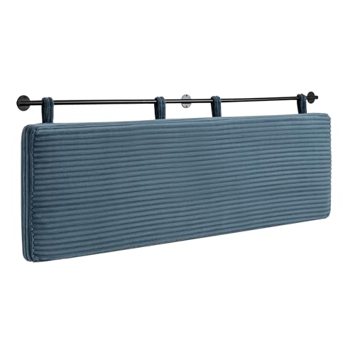 Queen Headboard Only, Wall Mounted Hanging Upholstered Bed Head Board | Modern Vertical Channel Design of Fine Flannel, Elegant Blue Fluted Headboard for Bedroom (Lake Blue, Queen Size) - color: Flannel/Lake Blue, size: Queen