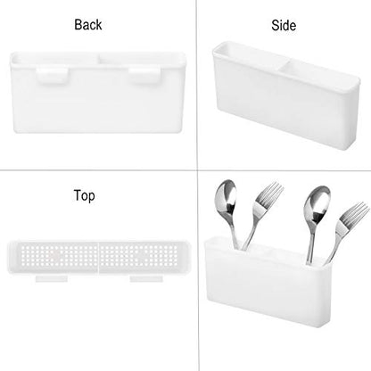 Expandable Multifunctional Dish Drying Rack, Over The Sink, in Sink Or On Counter Dish Drainer Rack Organizer Shelf with White Utensil Silverware Holder, Rustproof Stainless Steel - color: White