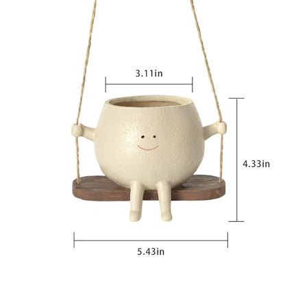Swing Face Planter Pot Hanging Resin Flower Head Planters for Indoor and Outdoor Plants, Succulent Pots for String of Pearls Plant - Ideal Gifts for Mother's Day and Christmas (Medium) - size: Medium