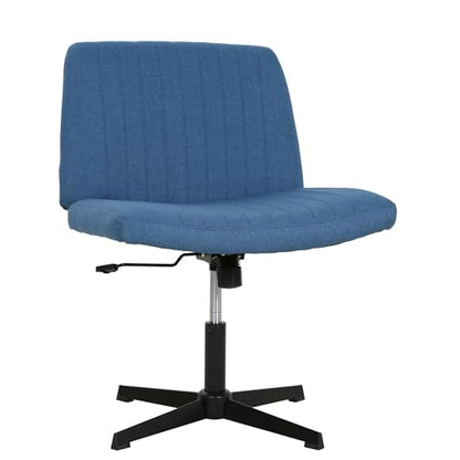 FDW Criss Cross Chair Armless Cross Legged Office Desk Chair Adjustable Swivel Ergonomic Gaming Chair No Wheels Backrest with Wide Seat Native Sponge Computer Task Vanity Chair for Home Office,Blue - color: Blue, style: Without Wheels