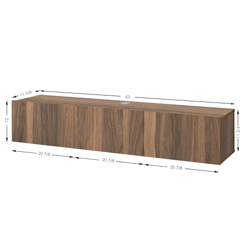 Atelier Mobili Walnut Floating TV Stand for 75 inch TV, Floating Media Console, Floating Entertainment Center, Wall Mounted TV Stand - color: Walnut