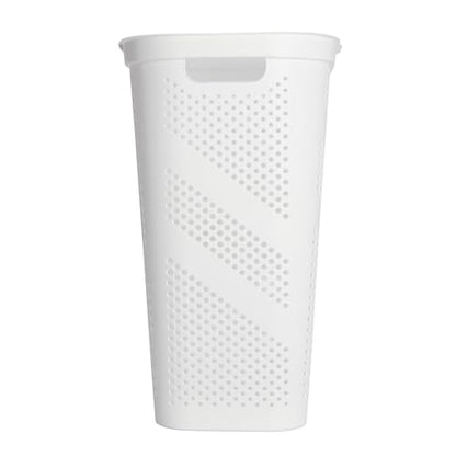 24" Plastic Hinged-Lid Rectangle Laundry Hamper, All Ages, White
