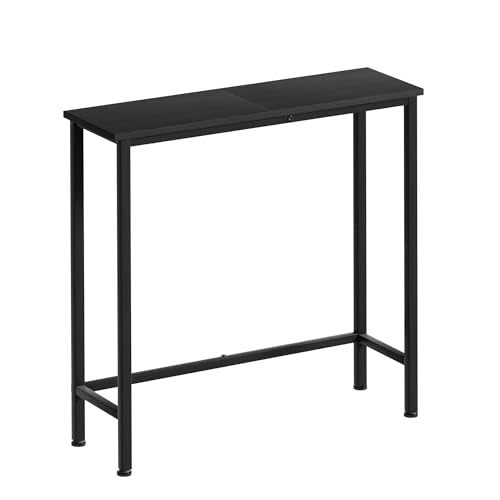 Narrow Console Table, 29.5" Small Entryway Table, Thin Hallway Tables, Slim Sofa Side Tables for Hallway, Living Room, Bedroom, Foyer, Wood-Grained Black - color: Wood-grained Black
