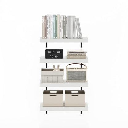 Furinno Tanna Floating Shelves for Wall Set of 4, 22-Inch Wall Shelf, Triple Thick Floating Mounted Shelf, for Bathroom, Home Office, Living Room, White Texture - color: White Texture