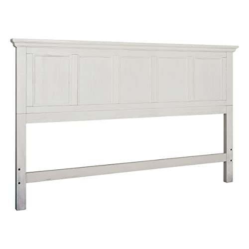 OSP Home Furnishings Farmhouse Basics King Headboard Only, Rustic White Finish - size: King