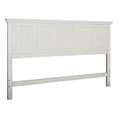 OSP Home Furnishings Farmhouse Basics King Headboard Only, Rustic White Finish - size: King