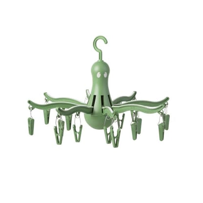 PRESSA 8-Claw Octopus Hanging Dryer 16 Clothes pegs, Easy to fold and Place -Turquoise (1, Green) - color: Green