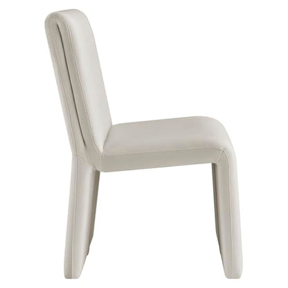 Modway Emory Upholstered Dining Side Chair in Alabaster - Single Armless Slipper Chair - Padded Performance Velvet Accent for Dining Room, Kitchen - color: Alabaster