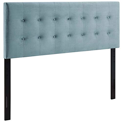 Modway Emily Queen Biscuit Tufted Performance Velvet Headboard, Light Blue - color: Light Blue, size: Queen