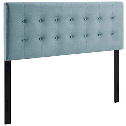 Modway Emily Queen Biscuit Tufted Performance Velvet Headboard, Light Blue - color: Light Blue, size: Queen