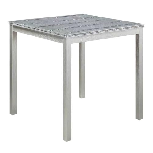 Knocbel Classic Counter Height 2-Person Dining Table for Small Space, Wooden Apartment Condo Pub Bistro Kitchen Dining Furniture (Silver Grey Square 36" H) - color: Silver Grey Square 36"h