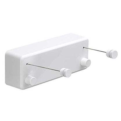 Retractable Double Clothesline Laundry Indoor Washing Clothes Line | Adjustable Stainless Steel Clothes Dryer Rope String, Hotel Style Heavy Duty, 13.8 Feets, Wall Mounted, White ABS Aluminum - size: Double Rope, style: White