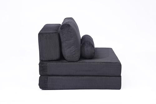 49" Foldable Modular Studio Couch, Space Saver Bed with High Density Foam, Sofa Individual with Creative Shape for Apartment Leisure Scenes, Black - color: Black