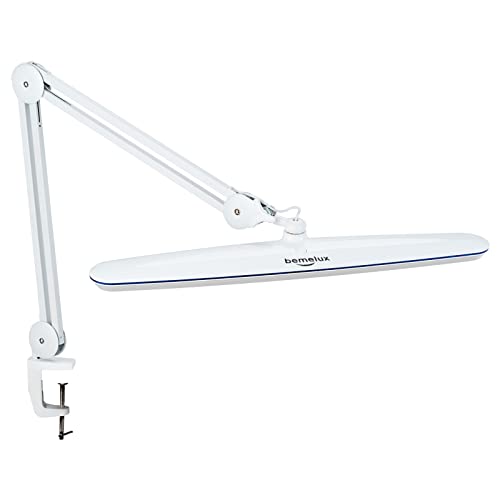 Task Lamp with Clamp, Bright 117PCS LEDs, Metal Swing Arm 24W 2200 Lumen Dimmable Led Desk Lamp for Architect Home Office Study Reading Dorm Workbench Craft, 23 Inch Working Lamp(White) - color: White