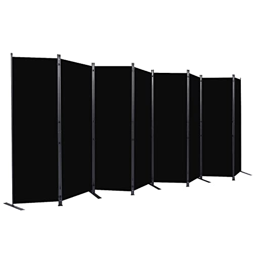 Room Divider 8 Panel-176''Wide,6FT Room Dividers and Folding Privacy Screen | Wider Metal Base & Non-wobbly, Fabric Divider Panel for Room Partition,Portable Large Wall Divider Screen for Hospital,School - color: Black, size: 8 Panel-176''W
