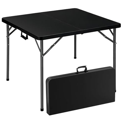 34" Square Folding Table, Portable Folding Card Table with Collapsible Legs & Carrying Handle, Plastic Tables for Camping,Picnic, Office, Party,Black - color: 34"-black(square)