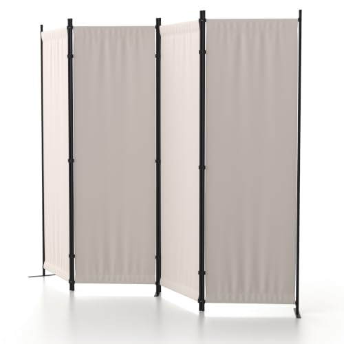 4 Panel Room Divider, 6FT Folding Privacy Screens(Beige, 4 Panel-88'') | Portable Partition Room Dividers, Freestanding Wall Divider for Office, Studio, Room Separation - color: Beige