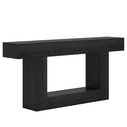 Tribesigns 63" Console Table, Farmhouse 2-Tier Entryway Table with U-Shaped Base, Narrow Long Wood Sofa Table Behind Couch Table for Living Room, Hallway, Foyer, Black - color: Black