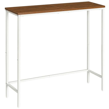HOOBRO Narrow Console Table, 29.5" Small Entryway Table, Thin Sofa Table, Side Table, Display Table, for Hallway, Bedroom, Living Room, Foyer, White and Walnut WH75XG01 - color: White + Walnut