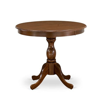 East West Furniture AMT-AWA-TP Antique Kitchen Table - a Round Dining Table Top with Pedestal Base, 36x36 Inch, Walnut - color: Walnut