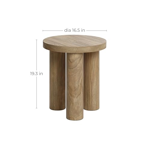 LuxenHome Round End Table,19" Small Side Table for Living Room, Dark Oak | Wooden Couch Side Tables With 3 Pillar Legs, Accent Table for Living Room, Bedroom - color: Dark Oak-s
