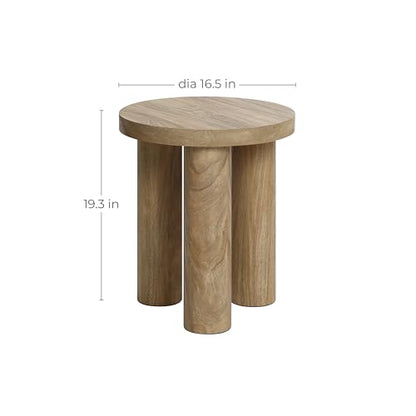 LuxenHome Round End Table,19" Small Side Table for Living Room, Dark Oak | Wooden Couch Side Tables With 3 Pillar Legs, Accent Table for Living Room, Bedroom - color: Dark Oak-s