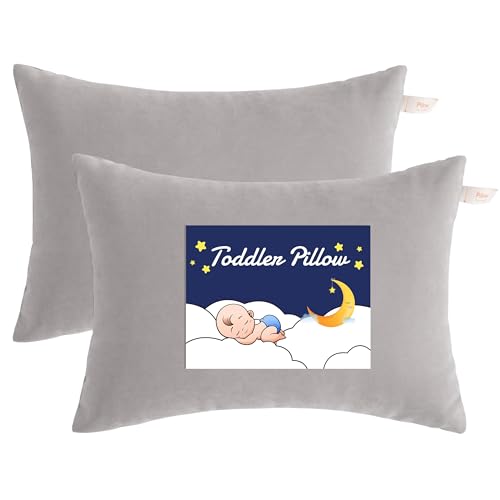 NTBAY Toddler Pillows, Set of 2, 13"x18", Light Grey | Soft Microfiber Toddler Pillows with Down-Alternative Fill, 2 Pack 13 x 18 Inch Pillows for Beds, Daycare, and Travel - color: Light Grey, size: 13"x18"