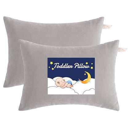 NTBAY Toddler Pillows, Set of 2, 13"x18", Light Grey | Soft Microfiber Toddler Pillows with Down-Alternative Fill, 2 Pack 13 x 18 Inch Pillows for Beds, Daycare, and Travel - color: Light Grey, size: 13"x18"