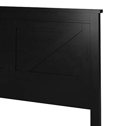 Glenwillow Home Farmhouse Style Wood Panel Headboard in Black - Full Size - color: Ebony/Black, size: Full