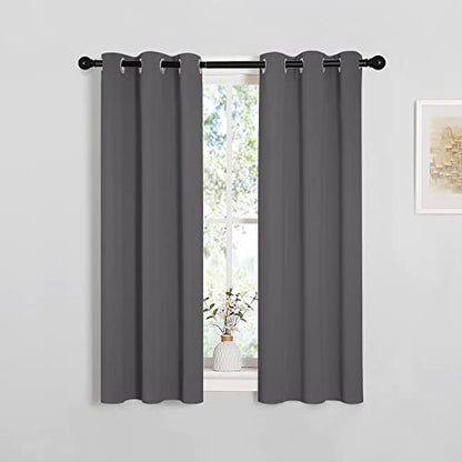 NICETOWN Grey Blackout Curtain Panels for Bedroom, 2 Panels, W29 x L40 inches, Grey, Thermal Insulated Grommet Top Blackout Kitchen Draperies and Drapes - color: Grey, size: 29"W x 40"L (Pack of 2)