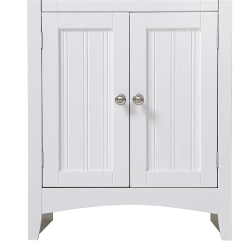OS Home and Office Furniture 23.5" Wood Microwave/Coffee Maker Cabinet in White